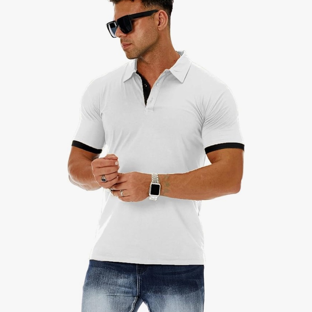 Men's Short Sleeve Solid Polo Shirt Slim Fit Casual Basic Design